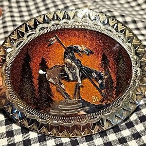 Johnson & Held inlaid western belt buckle signed by artist